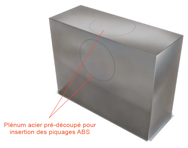 Baillindustrie - Plenum acier isoles pour grille linéaire ailettes fixes - Image sortie plenum